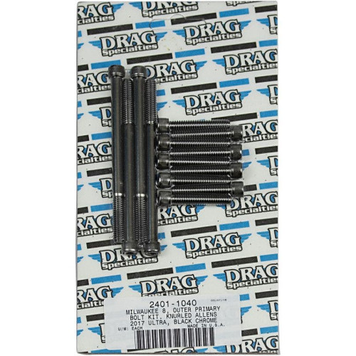 PartzBiz HD: 4417555-Drag Specialties Black Outer Primarty Bolt Replacement Kit Knurled Head 17-19 Harley Davidson Milwaukee Eight M8 M-Eight Touring Hardware Bolts Nuts Washers Engine Transmission
