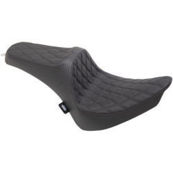 PartzBiz HD DS08021359 - Drag Specialties Black Predator III Double Diamond 2-Up Seat Harley Softail FL FX 00-17