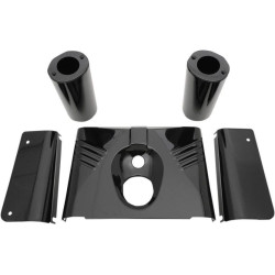 PartzBiz HD DS04110144 - Drag Specialties Black Ribbed 5 Piece Fork Tins Nacelle Harley 86-17 Softail | 0411-0144