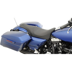 PartzBiz HD DS08011002 - Drag Specialties Black Smooth Stitch Caballero 2-up Seat for Halrey FLH/T 08-17 | 0801-1002