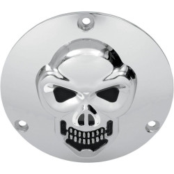 PartzBiz HD DS19020062 - Drag Specialties Chrome 3 Hole 3-D Skull Derby Cover Harley Big Twin 70-98 | 1902-0062