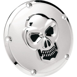 PartzBiz HD DS19020061 - Drag Specialties Chrome 5 Hole 3-D Skull Derby Cover Harley Twin Cam 99-16 | 1902-0061