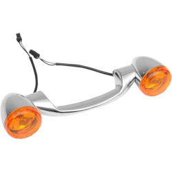 PartzBiz HD DS20200593 - Drag Specialties Chrome Bullet Style Rear Turn Signal Bar for Harley 91-08 - 2020-0593