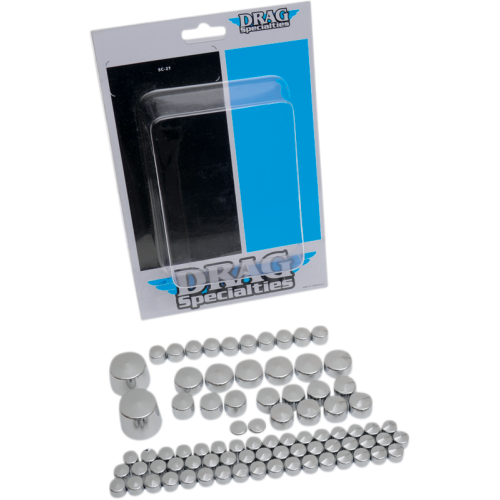 PartzBiz HD: 4417445-Drag Chrome Deluxe Engine Transmission Primary Bolt Cover Kit Harley XL 04-17 | 2401-0688