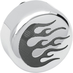 PartzBiz HD DS21070052 - Drag Specialties Chrome Flame Horn Cover for Harley V-Twin w/ Center Horn | 2107-0052
