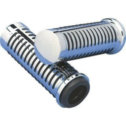 PartzBiz HD DSDS243186 - Drag Specialties Chrome O-Ring Design Hand Grips for Harley Cable Throttle | DS-243186
