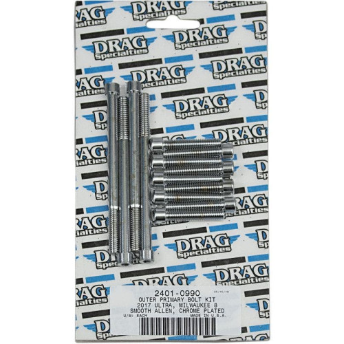 PartzBiz HD: 4417393-Drag Specialties Chrome Outer Primarty Bolt Replacement Kit Smooth Head 17-19 Harley Davidson Milwaukee Eight M8 M-Eight Touring Hardware Bolts Nuts Washers Engine Transmission
