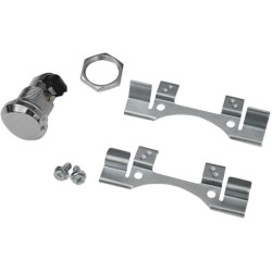 PartzBiz HD DS07030631 - Drag Specialties Chrome Push Button Fuel Door Latch Kit Harley Touring 92-16 | 0703-0631