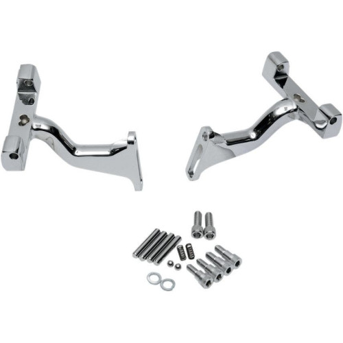 PartzBiz HD: 4417406-Drag Specialties Chrome Raised Passenger Floorboard Mounts Harley 93-Up