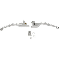 PartzBiz HD DS06101684 - Drag Specialties Chrome Slotted Wide Blade Hand Levers for Harley Softail 15-17 | 0610-1684