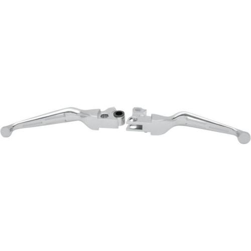 PartzBiz HD: 4417334-Drag Chrome Slotted Wide Brake Clutch Lever Set 96-16 Harley Big Twin XL | 0610-0141