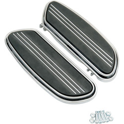 PartzBiz HD DS16210347 - Drag Swept Chrome Sweeper Style Driver Floorboards Harley FLT/H FL Softail - 1621-0347