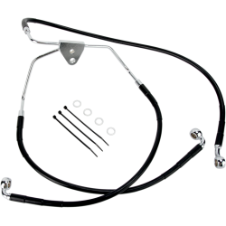 PartzBiz HD DS17412508 - Drag Specialties Front Black Vinyl Stainless Steel Brake Line for Harley 08-13 FLH/T Non ABS -Stock