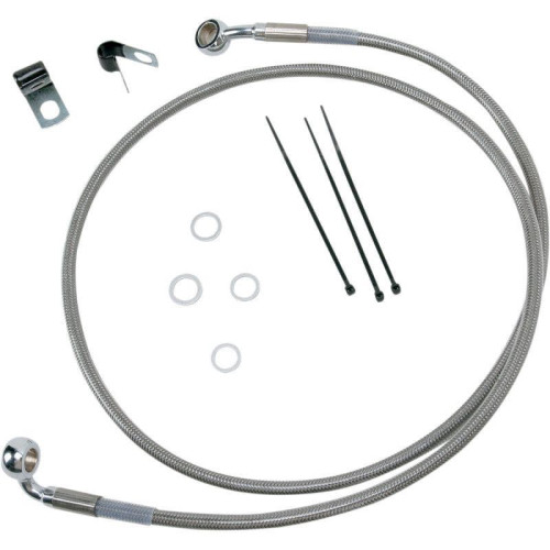 PartzBiz HD: 4417284-Drag Front Extended +2 Stainless Steel Brake Line for Harley 99-07 FXST | 1741-2654