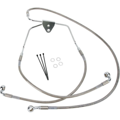 PartzBiz HD: 4417286-Drag Front Extended +4 Stainless Steel Brake Line for Harley 08-13 FLH/T Non ABS | 1741-2624