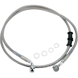 PartzBiz HD DS12042749 - Drag Specialties Front Stainless Steel Brake Line for Harley 95-06 FX Springer Softail - Stock Length