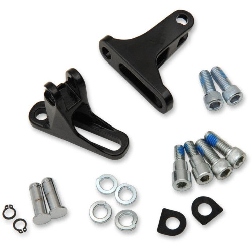 PartzBiz HD: 4417207-Drag Specialties Gloss Black Short Passenger Footpeg Mount Kits for Harley 93-17 | 1621-0785
