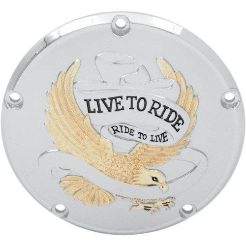 PartzBiz HD: 4417210-Drag Specialties Gold 5 Hole Live to Ride Derby Cover Harley Twin Cam 99-16 | 1107-0158