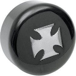 PartzBiz HD DS21070029 - Drag Specialties Maltese Cross Black Horn Cover for Harley V-Twin w/ Center Horn | 2107-0029