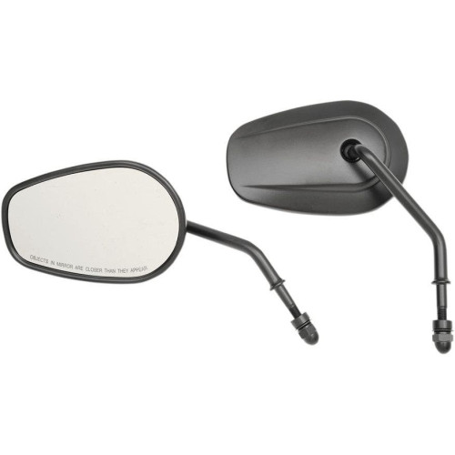 PartzBiz HD: 4417200-Drag Specialties Matte Black OEM Style Short Stem Teardrop Mirrors for Harley | 0640-1308