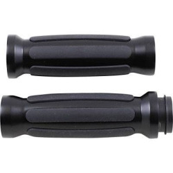 PartzBiz HD DS06302688 - Drag Specialties Textured Black Rubber Grips Chrome Ends Harley Cable Throttle | DS-243105