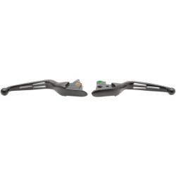 PartzBiz HD DS06101685 - Drag Specialties Matte Black Slotted Wide Blade Hand Levers Harley Softail 15-17 | 0610-1685
