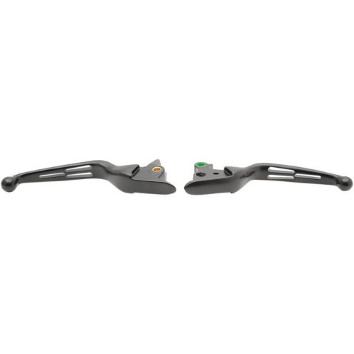 PartzBiz HD: 4417162-Drag Specialties Matte Black Slotted Wide Blade Hand Levers Harley Softail 15-17 | 0610-1685