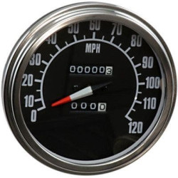 PartzBiz HD DSDS243901 - Drag Specialties Polished Black 5" 2240:60 Mechanical Speedometer 91-95 Softail harley davidson classic custom upgrade replacement chopper bobber motorcycle speedo