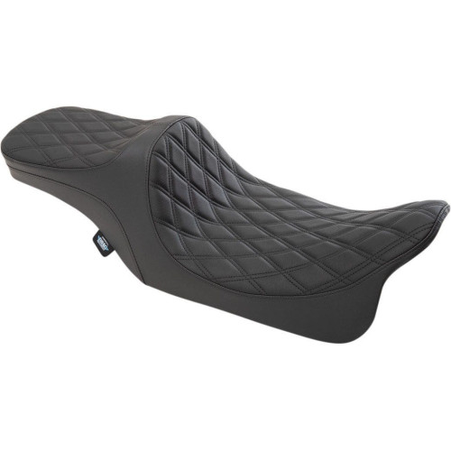 PartzBiz HD: 4417157-Drag Specialties Predator III 2-Up Seat Black Double Diamond Harley Touring 97-07