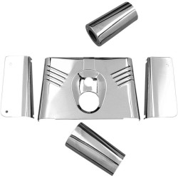 PartzBiz HD DSDS222911 - Drag Specialties Chrome Ribbed 5 Piece Fork Tins Nacelle Harley 86-17 Softail | DS-222911