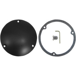 PartzBiz HD DS11070365 - Drag Specialties Satin Black 3 Hole Die Cast Domed Derby Cover Harley Big Twin | 1107-0365