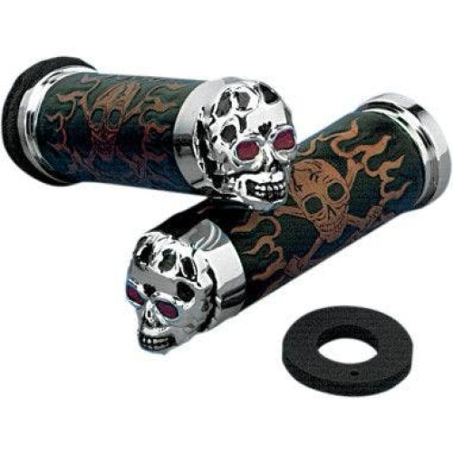 PartzBiz HD: 4417039-Drag Specialties Skull Grips Red Eyes Harley Cable Throttle (Sleeve Not Incl.) | DS-243256