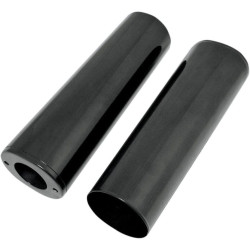 PartzBiz HD DS04110046 - Drag Specialties Black Smooth Plus +4 Fork Boots 10.5" Upper Slider Covers 84-13 | 0411-0046