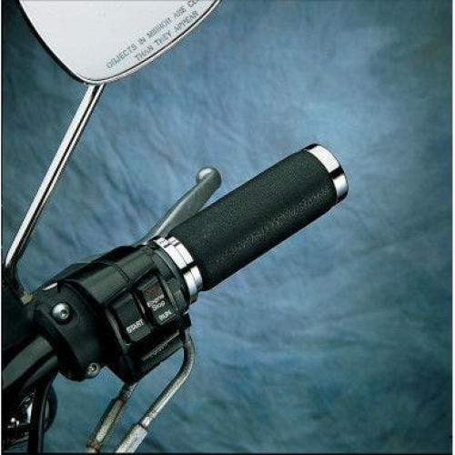 PartzBiz HD: 4416995-Drag Specialties Textured Black Rubber Grips Chrome Ends Harley Cable Throttle | DS-243105
