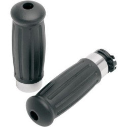 PartzBiz HD DS06300594 - Drag Specialties Vintage Style Rubber Grips Chrome Trim Harley Cable Throttle | 0630-0594