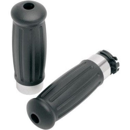 PartzBiz HD: 4417003-Drag Specialties Vintage Style Rubber Grips Chrome Trim Harley Cable Throttle | 0630-0594