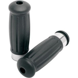 PartzBiz HD DS06300595 - Drag Specialties Vintage Style Rubber Grips Chrome Trim Harley Throttle by Wire | 0630-0595
