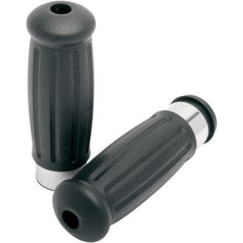 PartzBiz HD: 4417004-Drag Specialties Vintage Style Rubber Grips Chrome Trim Harley Throttle by Wire | 0630-0595