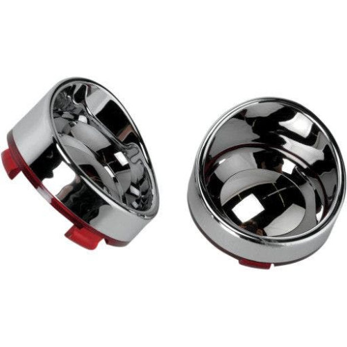 PartzBiz HD: 4417005-Drag Specialties Visor-Style Bezel Red/Mirror Lens Deuce Bullet Turn Signals - 2020-0401