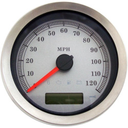 PartzBiz HD DS22100459 - Drag Specialties White 4" Electronic Speedometer Gauge 04-13 Harley-Davidson FLH/T FX XL softail dyna touring programmable speed odometer upgrade replacement