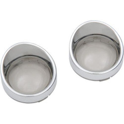 PartzBiz HD DS20200402 - Drag Visor Bezel Smoke Mirror Lens Deuce Bullet Style Turn Signals for Harley - 2020-0402