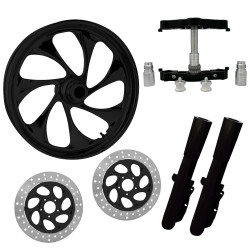PartzBiz HD DRIFTER-DUAL-BLK-KIT-PCKG - Drifter Black 23" Wheel Tire Dual Rotors w/ Raked Triple Trees Lowers & Sliders | DRIFTER-DUAL-BLK-KIT-PCKG
