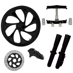 PartzBiz HD DRIFTER-SNGL-BLK-KIT-23PCKG - Drifter Black 23" Wheel Tire Single Side w/ Raked Triple Trees Lowers & Sliders | DRIFTER-SNGL-BLK-KIT-23PCKG