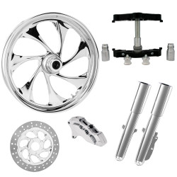 PartzBiz HD DRIFTER-SNGL-CHR-KIT-23PCKG - Drifter Chrome 23" Wheel Tire Single Side w/ Raked Triple Trees Lowers & Sliders | DRIFTER-SNGL-CHR-KIT-23PCKG