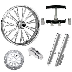PartzBiz HD Dynasty Accent-SNGL-CHR-KIT-23PCKG - Dynasty Accent Chrome 23" Wheel Tire Single w/ Raked Triple Trees Lowers Sliders | Dynasty Accent-SNGL-CHR-KIT-23PCKG