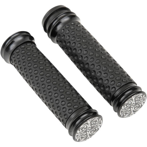 PartzBiz HD: 4416461-Arlen Ness Black Ano ปลอกแฮนด์สัมผัสนุ่มสลักลาย Harley Throttle by Wire | 07-089