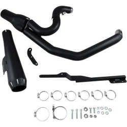 PartzBiz HD ds18001776 - Bassani Black Road Rage 2 Into 1 Short Megaphone Exhaust Harley FXD 91-05 | 13322R