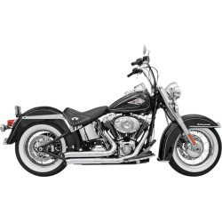 PartzBiz HD ds18001154 - Bassani Chrome Firepower Firesweep 2:2 Exhaust for Harley Softail Models 86-16 | 12113D