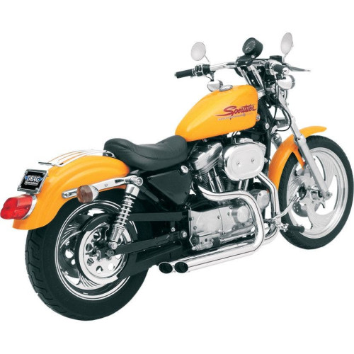 PartzBiz HD: 4416389-Bassani Chrome Pro Street Slash Cut Exhaust Harley XL w/ Forward Controls 86-03 | XL-325F