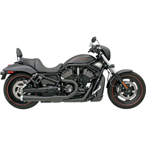 PartzBiz HD: 4416393-Bassani Black Road Rage 2 Into 1 Short Muffler Exhaust Harley V-Rod 07-16 | 1V22JB